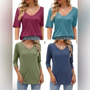 Bundle of 4 Sherosa Mid Half Sleeve Shirts Super Comfy Versatile Casual Workout